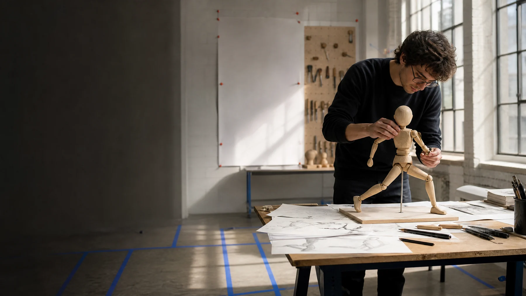 Animator adjusting a character maquette